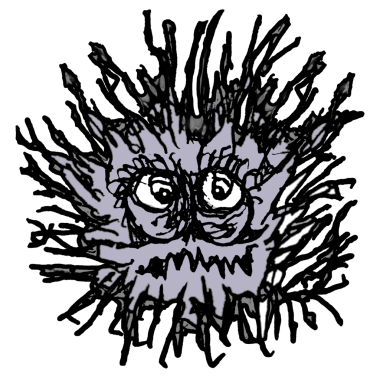 Üzgün canavar bakteri el çizimi