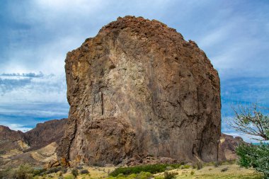 Patagonia landscape showing the famous piedra parada, a striking natural rock formation formed by ancient volcanic activity located in patagonia, chubut province, argentina  clipart