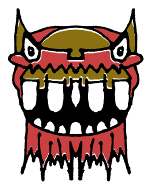 Ön görünüm şeytan kafası çizilmiş izole edilmiş renkli çizimler