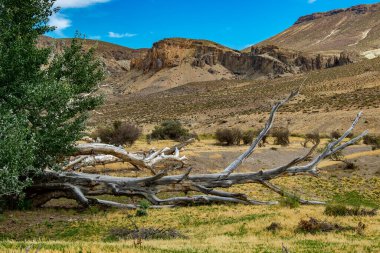 Dağlar ve kurak stepppe patagonya antik volkanik çevrede peyzaj, ggineo departmanı, chubut bölgesi, Arjantin 