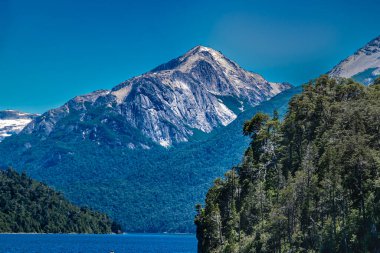 Mountains and wooded forest hill at nahuel huapi national park, san carlos de bariloche, rio negro province, patagonia, argentina clipart