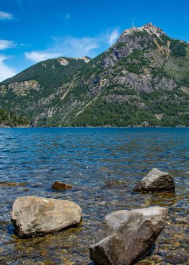 Wooded forest mountains at nahuel huapi national park, san carlos de bariloche, rio negro province, patagonia, argentina clipart