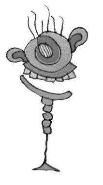 Öndeki oyuncak el çizimi karışık gri renklerle izole edilmiş çılgın 2 boyutlu animasyon dans ediyor.