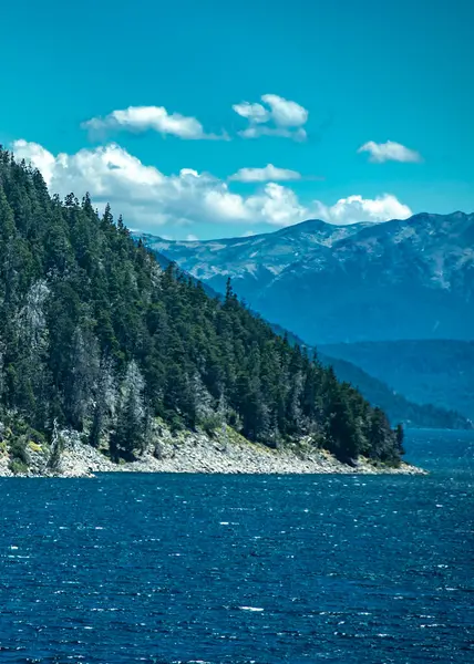 Orman dağları ve Nahuel Huapi Gölü yaz günü manzara, Rio Negro Bölgesi, Patagonya, Arjantin
