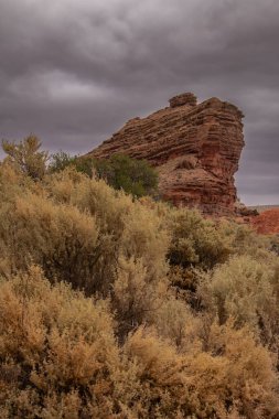 Kayalık plato manzarası, Los Altares kasabası, Chubut vilayeti, patagonya, Arjantin