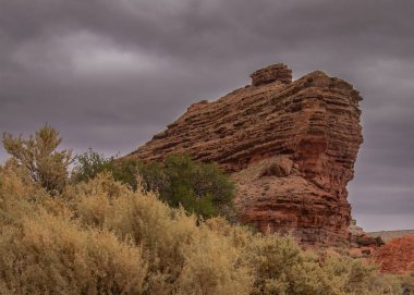 Kayalık plato manzarası, Los Altares kasabası, Chubut vilayeti, patagonya, Arjantin