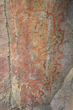 Los Altares Platosu, La Rioja Bölgesi, Arjantin 'de kayalara çizilen antik petroglyphs sembolleri