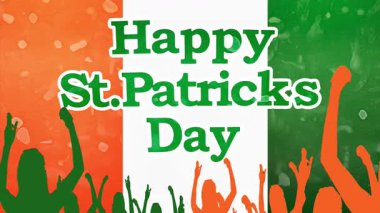 Canlı ve neşeli Aziz Patricks Günü partisi. Grafik elementler motifli 2d döngü video.