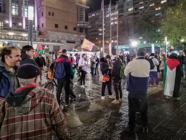 Montevideo, Uruguay: 24 Temmuz 2024: Montevideo hükümet binası, Uruguay 'da Filistin yanlısı bir gösteri.