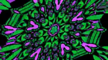 Psikedelik kaleydoskop radyal simetri tasarımı canlı karışık renkler bileşimi 2d döngülü video arkaplanı