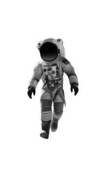 Boş arkaplan üzerinde yüzen bir astronotun ön görüntüsü 2D dikişsiz döngü video