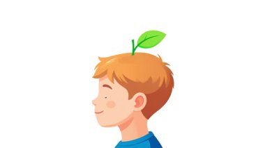 Kavramsal çizgi film tarzı illüstrasyon 2d döngü halinde bir çocuğun kafasından büyüyen bir bitkinin öğrenmeyi ve büyümeyi sembolize ettiğini gösteren animasyon videosu. 