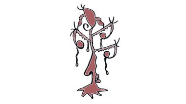 Tüm vücut portresi garip kırmızı renkler mutant canavar el izole edilmiş çizim 2D kusursuz animasyon video