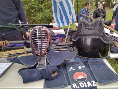 Montevideo, Uruguay: 23 Eylül 2023: Montevide City Botanik Bahçesi, Prado Mahallesi, Montevideo, Uruguay 'daki bir etkinlikte Japon kültürü ile ilgili stantlar