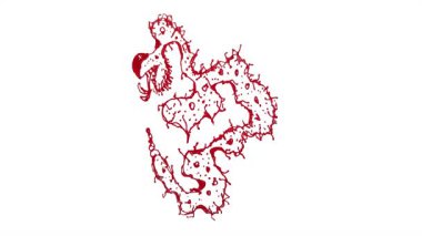 Kırmızı ve beyaz renkli tam vücut canavar sürüngen el çizimi izole edilmiş çizim 2d kusursuz animasyon video