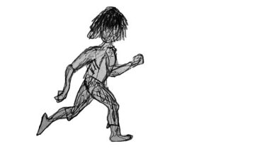 Yandan bakıldığında tüm vücut portresi adam yarım yamalak çizim yapıyor.