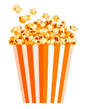 Beyaz arkaplan dijital illüstrasyonunda izole edilmiş patlamış mısır kovasının geniş görünümü