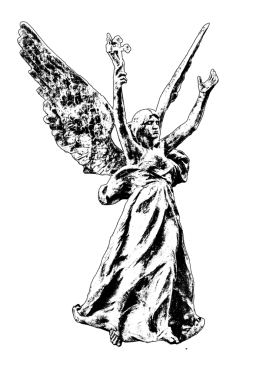 Beyaz arka planda siyah ve beyaz renklerde izole edilmiş kanatları havada ve çaprazlanmış dramatik bir melek heykeli.