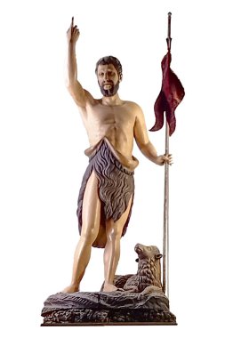 John 'un tüm vücut portresi. Vaftizci heykel izole fotoğraf.