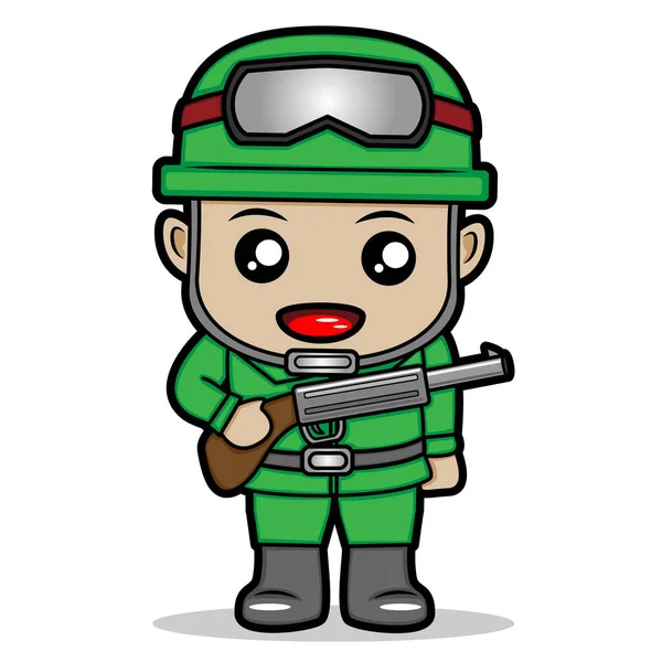 Διανυσματική Εικόνα Ενός Χαμογελαστού Στρατιώτη Που Κρατάει Ένα Τουφέκι — Διανυσματικό Αρχείο