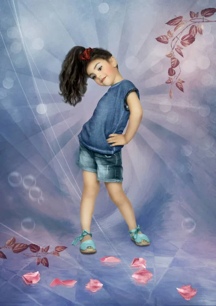 Dansen Klein Meisje Abstracte Achtergrond — Stockfoto