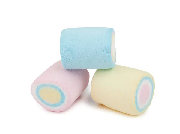 Marshmallows Verschiedenen Farben Isoliert Auf Weißem Hintergrund — Stockfoto
