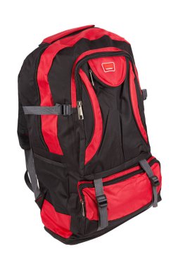 Seyahat için büyük bir sırt çantası beyaz bir arkaplanda izole