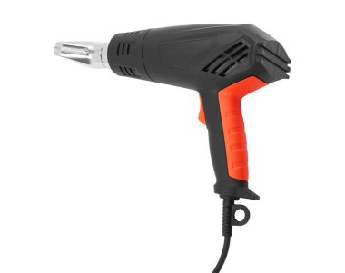 Sıcak hava tabancası beyaz arka planda izole edildi.