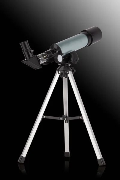 Telescópio Moderno Isolado Sobre Fundo Preto — Fotografia de Stock