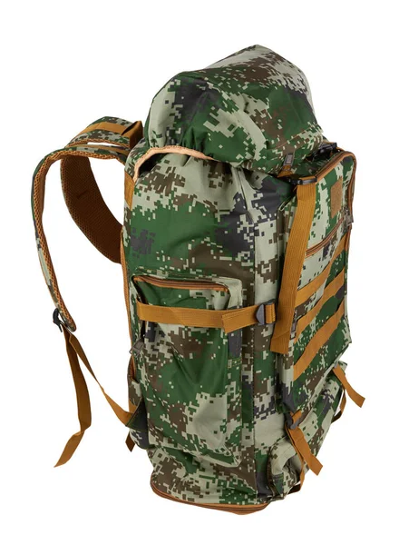 Camouflage Rucksack Für Den Wald Und Militärrucksack Isoliert Weiß — Stockfoto
