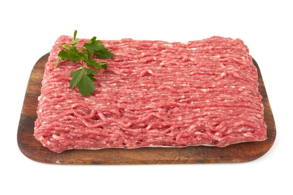 新鲜猪肉和牛肉碎肉 背景为白色 — 图库照片