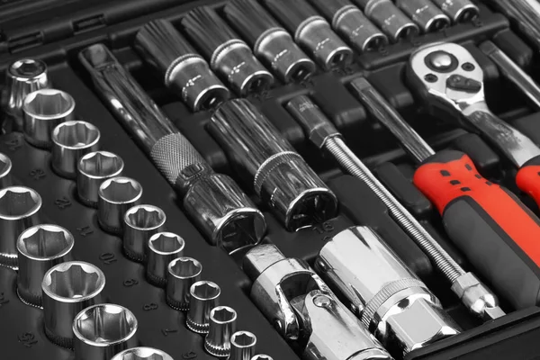 Set of tools for car repair in box