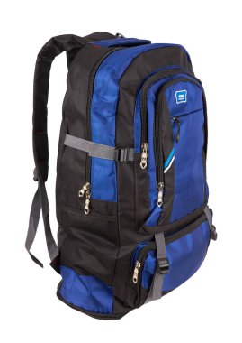 Seyahat için büyük bir sırt çantası beyaz bir arkaplanda izole