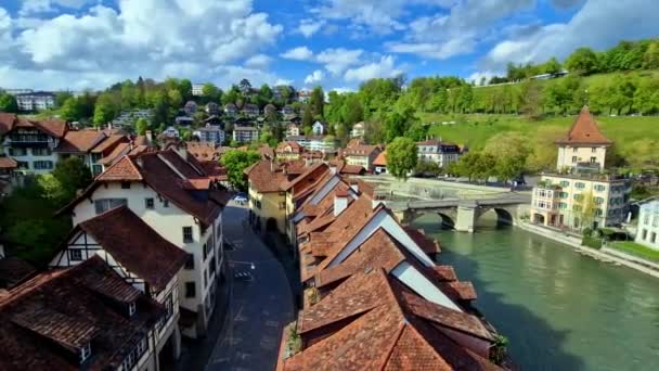 Svizzera Viaggi Svizzeri Punti Riferimento Romantici Ponti Canali Della Capitale — Video Stock