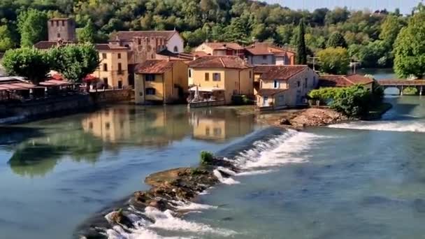Borghetto Sul Mincio Aerial Drone View One Most Beautiful Medieval — Stock Video