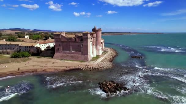 Grandi Castelli Medievali Italia Imponente Castello Santa Severa Sulla Spiaggia — Video Stock