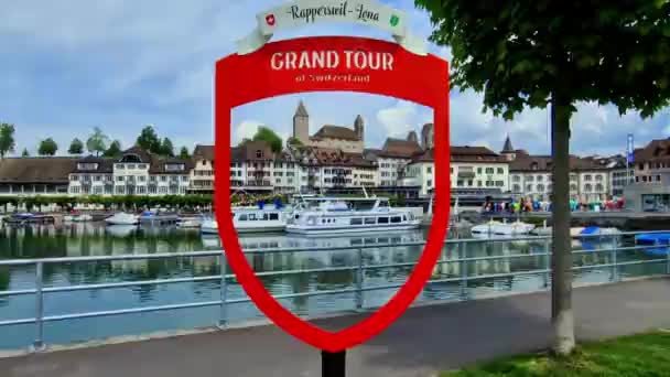 Середньовічне Місто Замок Рапперсвіль Йона Озері Цюрих Швейцарія Популярним Туристичним — стокове відео