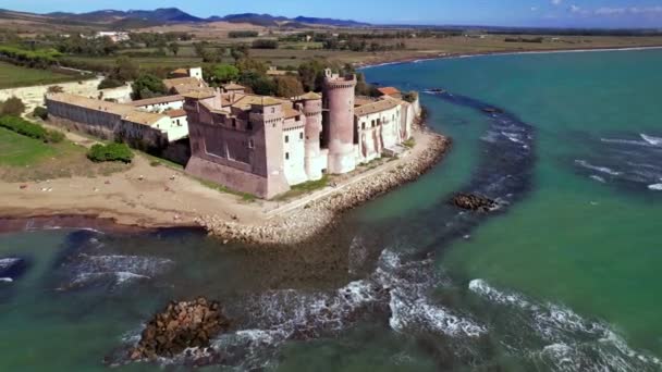 Grandi Castelli Medievali Italia Imponente Castello Santa Severa Sulla Spiaggia — Video Stock