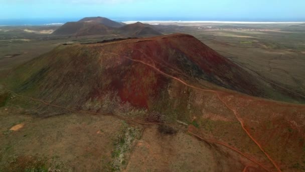 富尔特文图拉加那利岛上沉睡的本多火山令人惊叹的无人驾驶飞机高角度视图 徒步旅行很受欢迎 — 图库视频影像