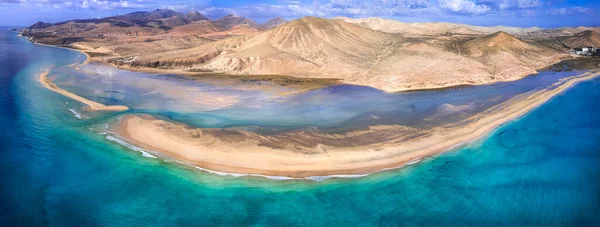 Fuerteventura Tenger Színhely Drón Kilátás Legjobb Festői Strandok Híres Sport — Stock Fotó