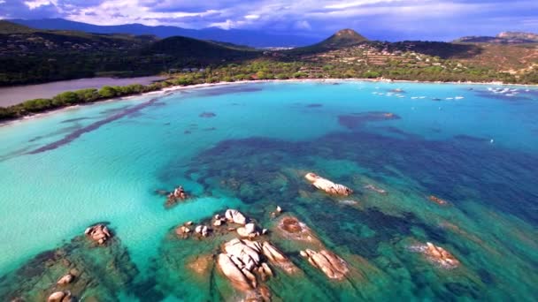 Beste Stranden Van Corsica Eiland Luchtfoto Video Van Het Prachtige — Stockvideo