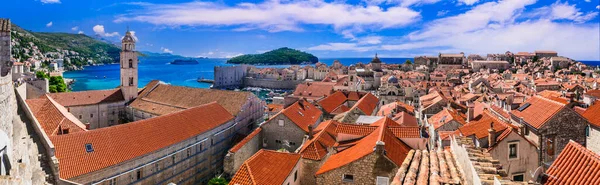 Antika Dubrovnik Stad Utsikt Från Stadsmuren Resor Och Sevärdheter Kroatien — Stockfoto