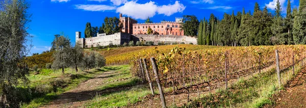 Italien Landskapet Toscana Panoramautsikt Över Vackra Medeltida Slott Castello Brolio — Stockfoto