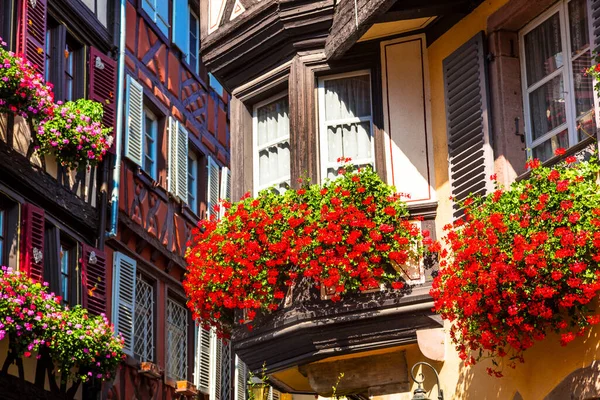 Vacker Colmar Traditionell Blommig Färgglad Stad Alsace Regionen Frankrike Resor — Stockfoto