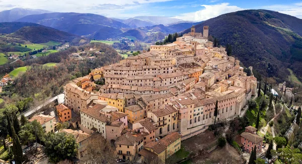 Italie Région Ombrie Endroits Les Pittoresques Beau Village Médiéval Nocera — Photo