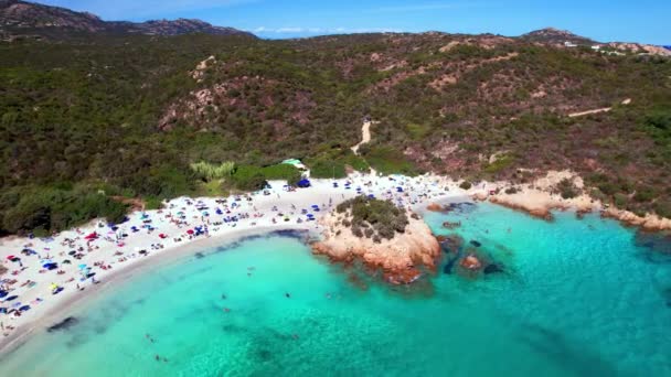 아름다운 해변으로 유명한 사르데카 청록색 바다와 Capriccioli 해변의 이탈리아 — 비디오