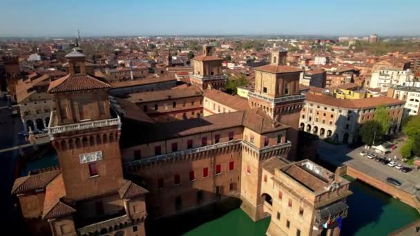 Ferrara Prachtig Middeleeuws Stadje Emilia Romagna Italië Luchtfoto Drone Video — Stockvideo