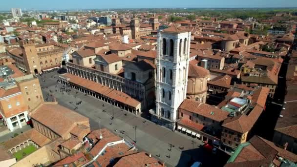 Landemerker Fra Italia Den Vakre Middelalderbyen Ferrara Emilia Romagna Droner – stockvideo