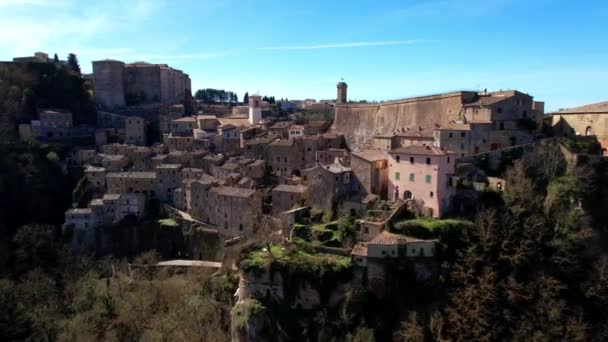 Italia Viajes Toscana Antigua Ciudad Etrusca Sorano Aviones Teledirigidos Vista — Vídeos de Stock