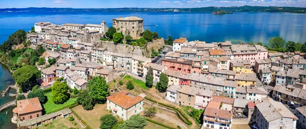 Scenic Lakes Italy Beautiful Bolsena Aerial View Capodimonte Medieval Village — ストック写真